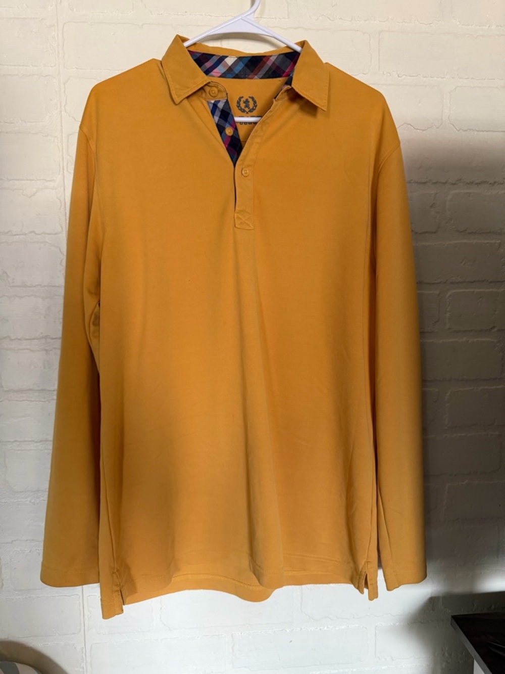 Men’s Bugatchi Golden Yellow Long-Sleeve Polo Shirt
